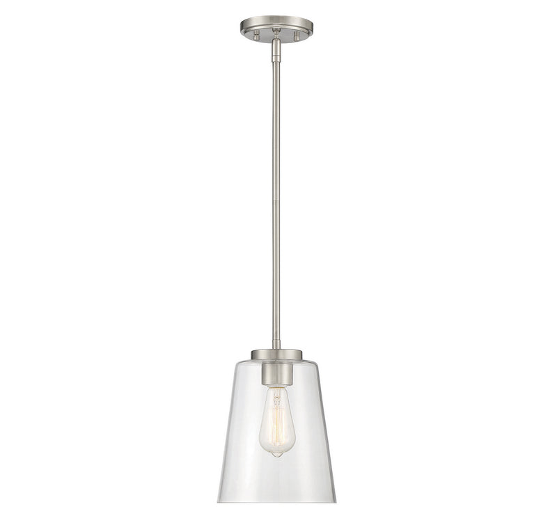 Savoy House Calhoun 7-1027-1-SN One Light Mini-Pendant, Satin Nickel Finish - LightingWellCo