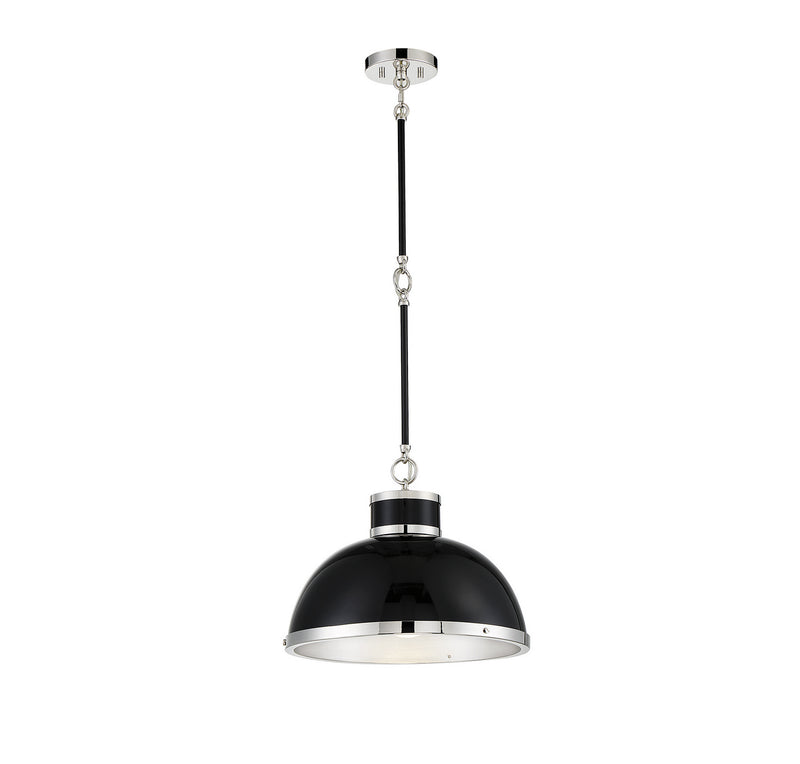 Savoy House Corning 7-8882-1-173 One Light Pendant, Black W/ Polished Nickel Finish - LightingWellCo