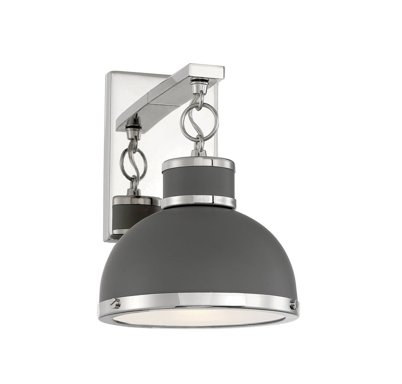 Savoy House Corning 9-8884-1-175 One Light Wall Sconce, Gray W/ Polished Nickel Finish - LightingWellCo