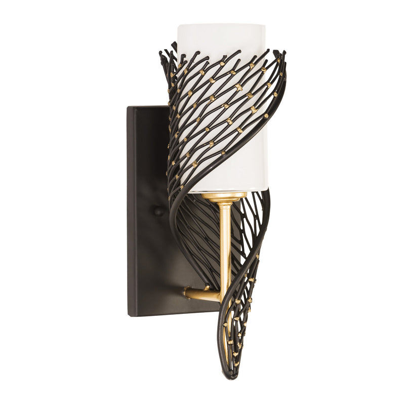 Varaluz 240K01MBFG One Light Wall Sconce, Matte Black/French Gold Finish - LightingWellCo