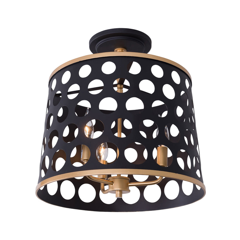 Varaluz 346S03MBFG Three Light Pendant, Matte Black/French Gold Finish - LightingWellCo