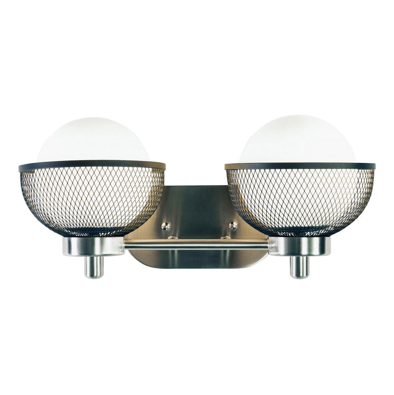 Varaluz 347B02BNBL Two Light Bath, Brushed Nickel/Black Finish - LightingWellCo