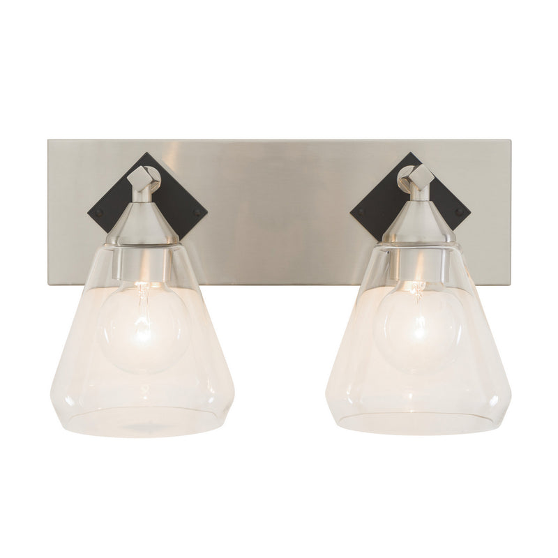 Varaluz 349B02BNMB Two Light Bath, Brushed Nickel/Matte Black Finish - LightingWellCo