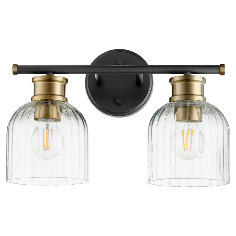 Quorum 510-2-6980 Two Light Vanity, Black w Aged Brass Finish - LightingWellCo