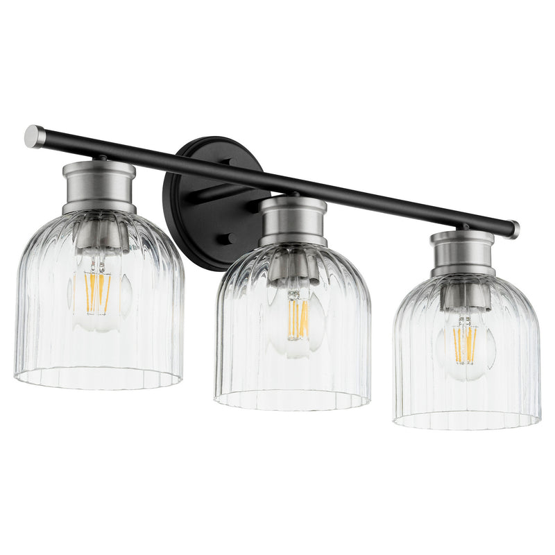 Quorum 510-3-6965 Three Light Vanity, Black w Satin Nickel Finish - LightingWellCo