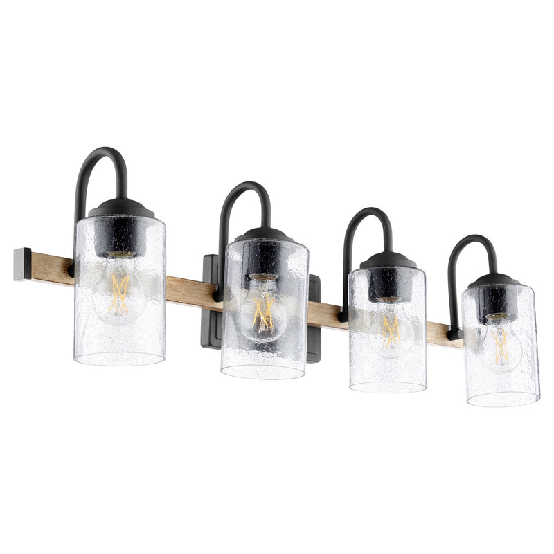 Quorum 5140-4-69 Four Light Vanity, Black w Driftwood finish Finish - LightingWellCo
