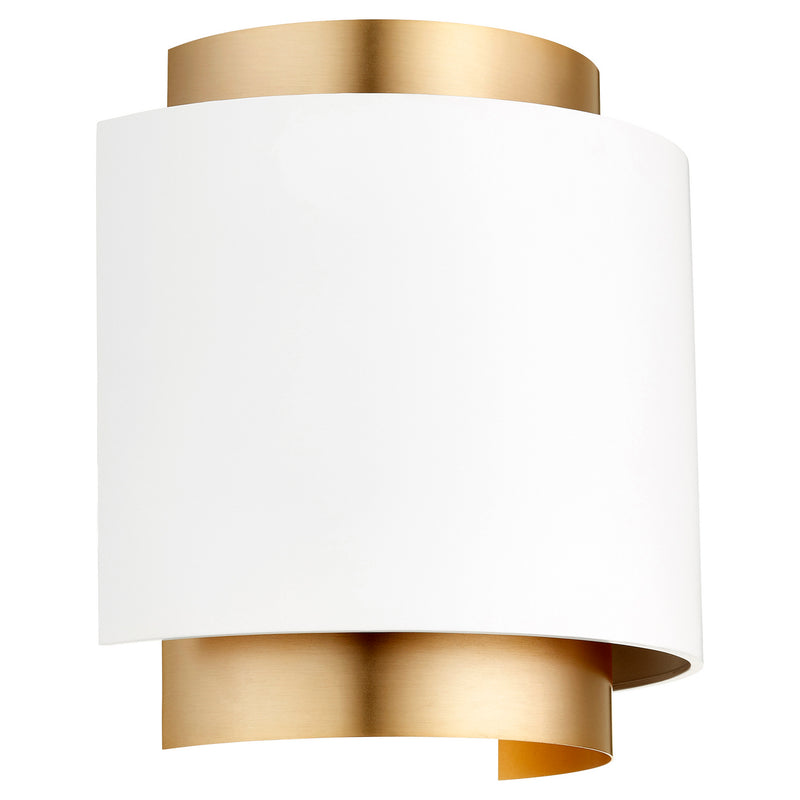 Quorum 5610-0880 One Light Wall Sconce, Studio White w/ Aged Brass Finish - LightingWellCo
