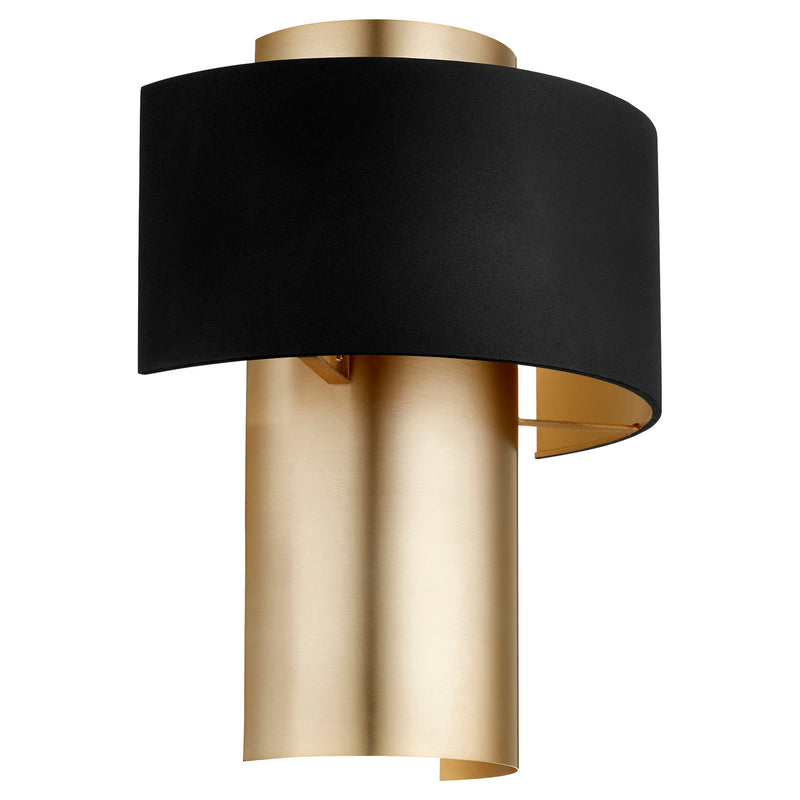 Quorum 5611-6980 One Light Wall Sconce, Black w Aged Brass Finish - LightingWellCo