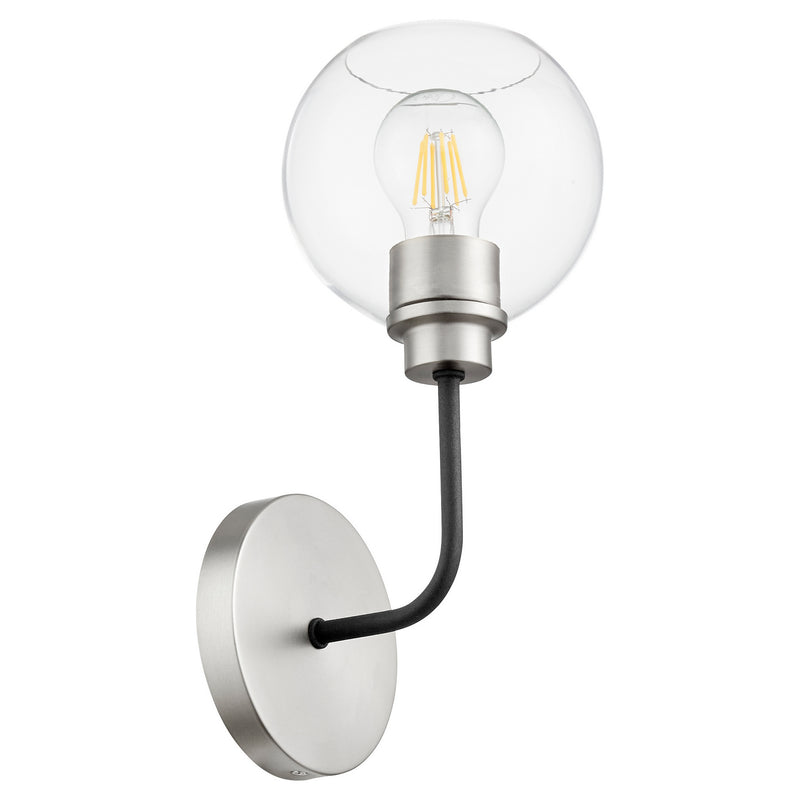 Quorum 572-1-6965 One Light Wall Mount, Black w Satin Nickel Finish - LightingWellCo