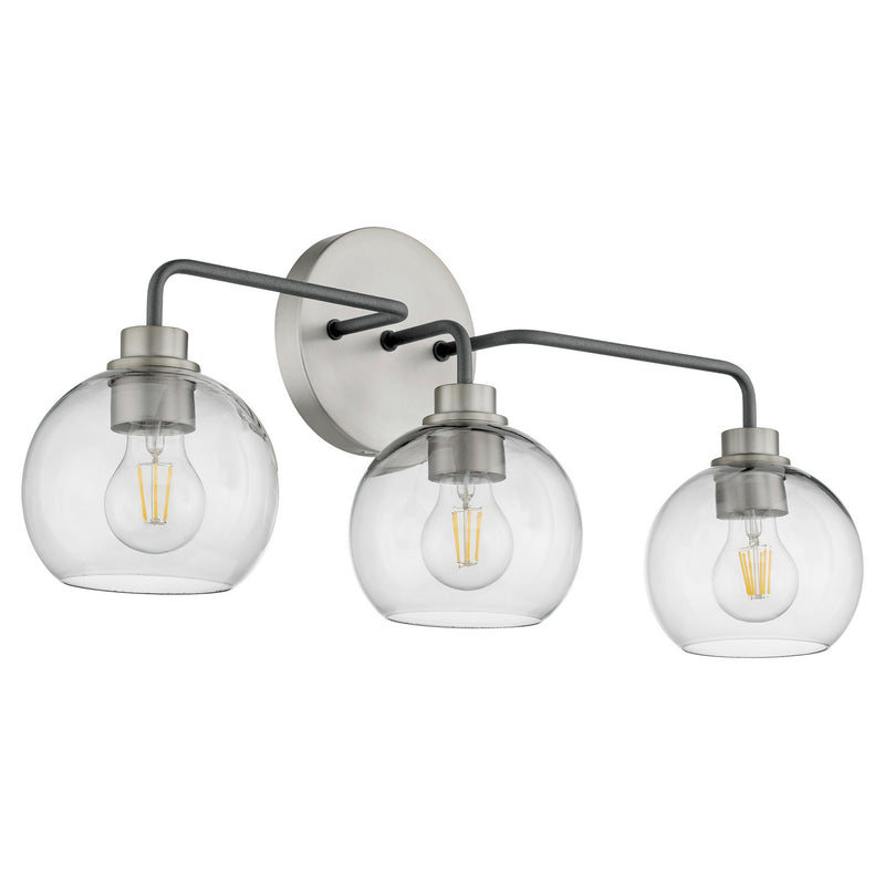 Quorum 572-3-6965 Three Light Vanity, Black w Satin Nickel Finish - LightingWellCo