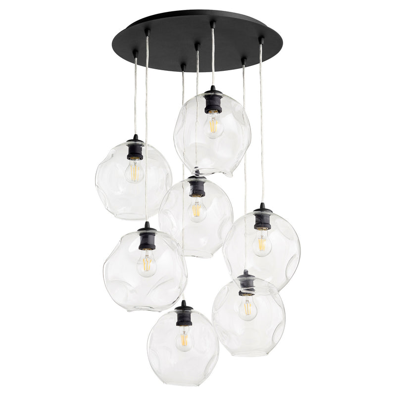 Quorum 67-69 Seven Light Pendant, Black Finish - LightingWellCo