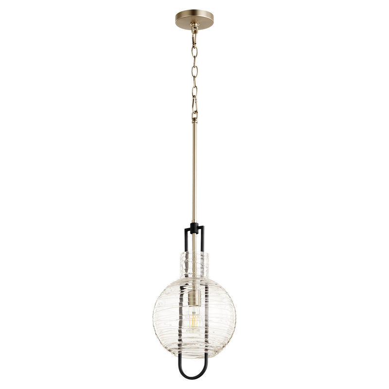 Quorum 89-10-6965 One Light Pendant, Black w Satin Nickel Finish - LightingWellCo