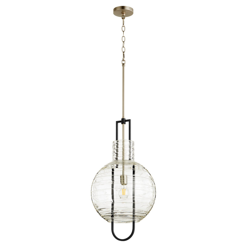 Quorum 89-14-6965 One Light Pendant, Black w Satin Nickel Finish - LightingWellCo