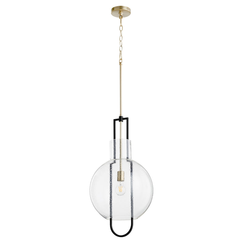 Quorum 89-14-6980 One Light Pendant, Black w Aged Brass Finish - LightingWellCo