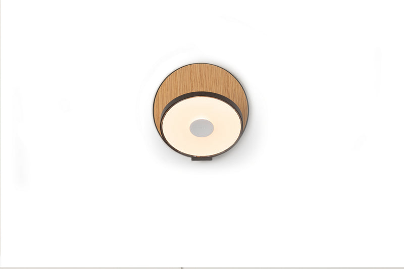 Koncept GRW-S-MBK-WOK-HW LED Wall Sconce, Metallic Black, White Oak Finish - LightingWellCo