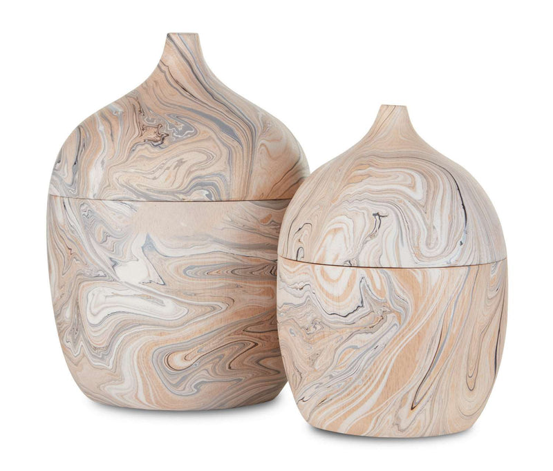 Currey and Company 1200-0420 Box Set of 2, White/Gray Finish - LightingWellCo