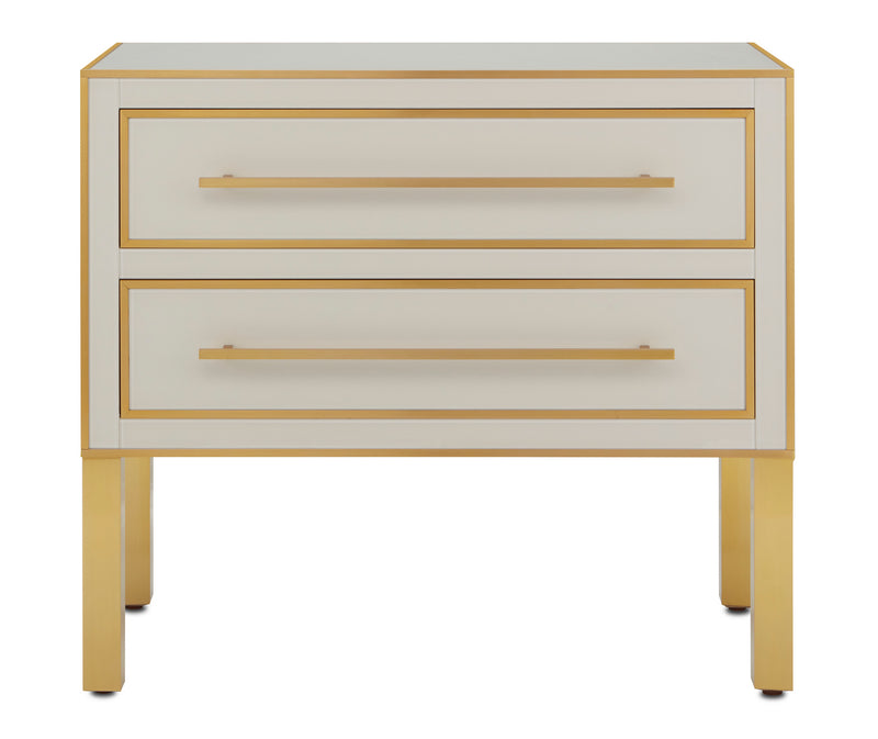Currey and Company 3000-0184 Chest, Ivory/Brushed Brass Finish - LightingWellCo