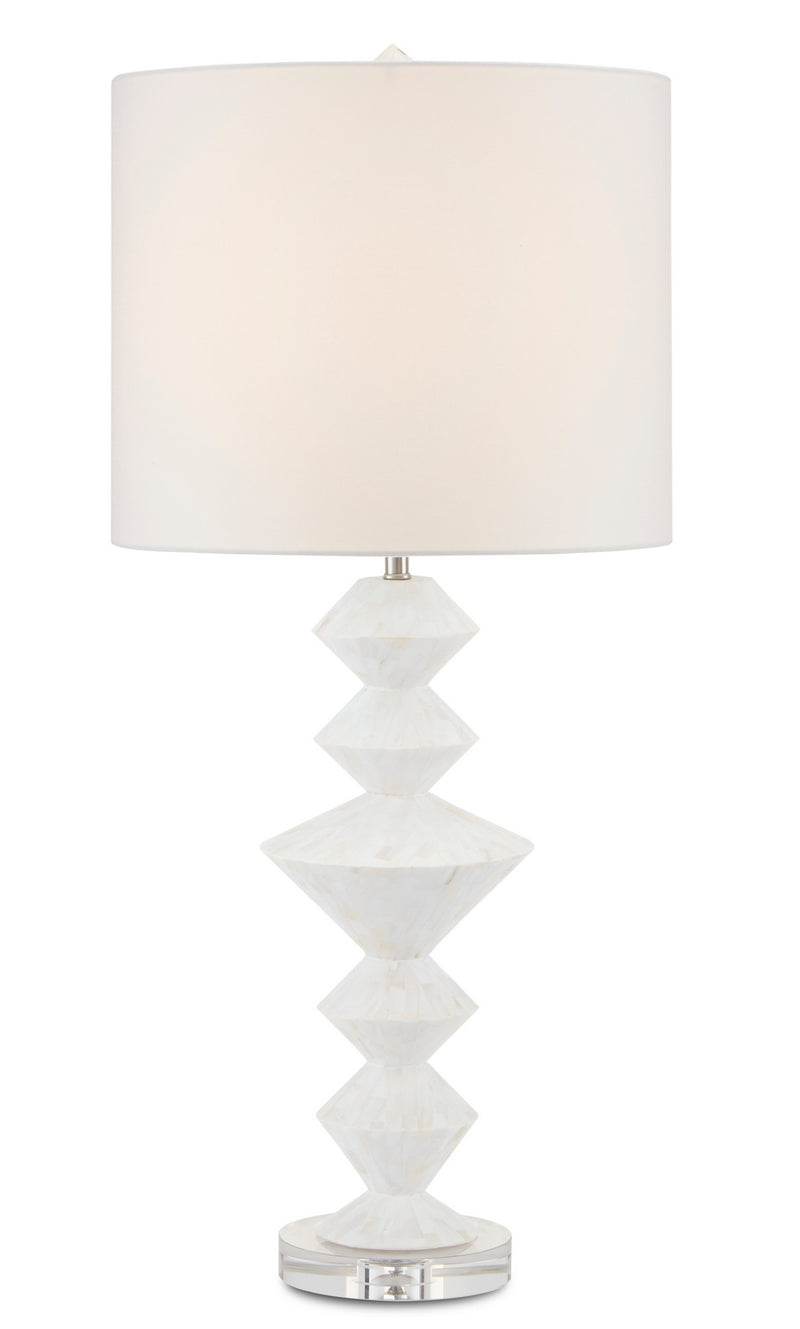 Currey and Company 6000-0688 One Light Table Lamp, Pearl/White Finish - LightingWellCo