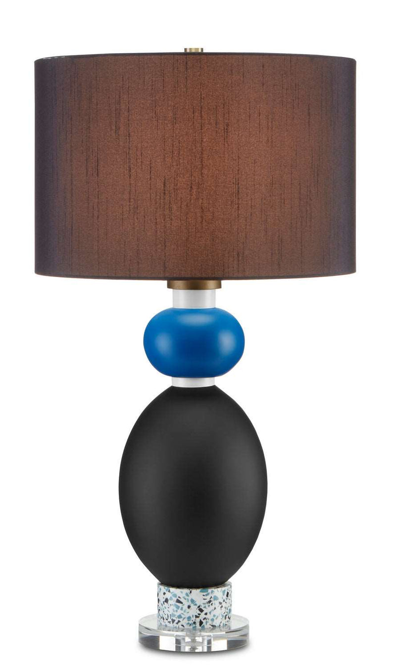 Currey and Company 6000-0692 One Light Table Lamp, Black/Blue/White Finish - LightingWellCo