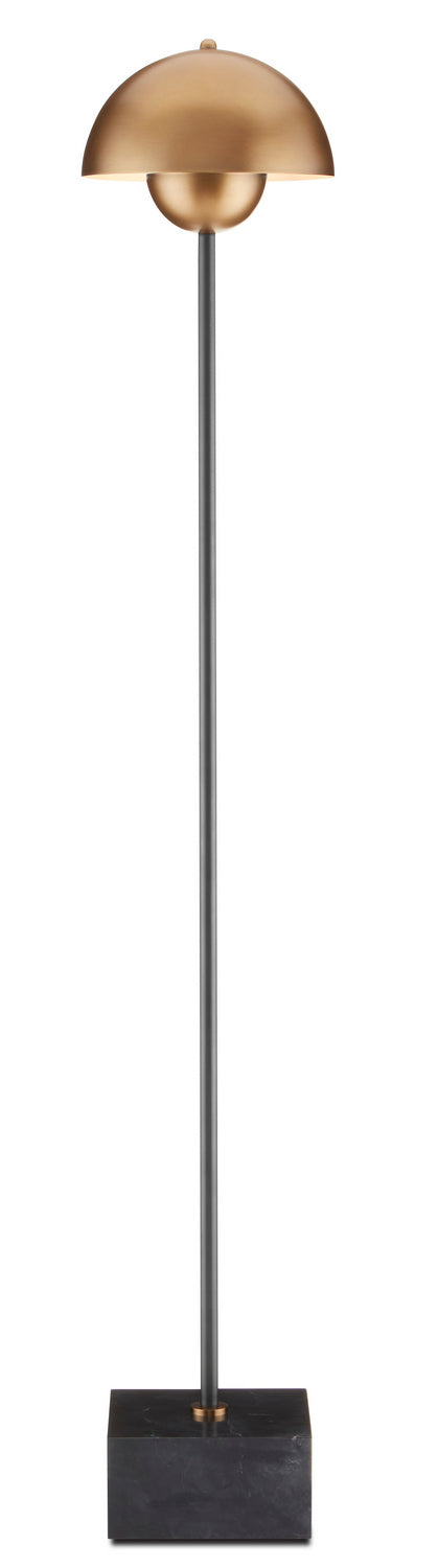 Currey and Company 8000-0095 One Light Floor Lamp, Brushed Brass/Black Finish - LightingWellCo