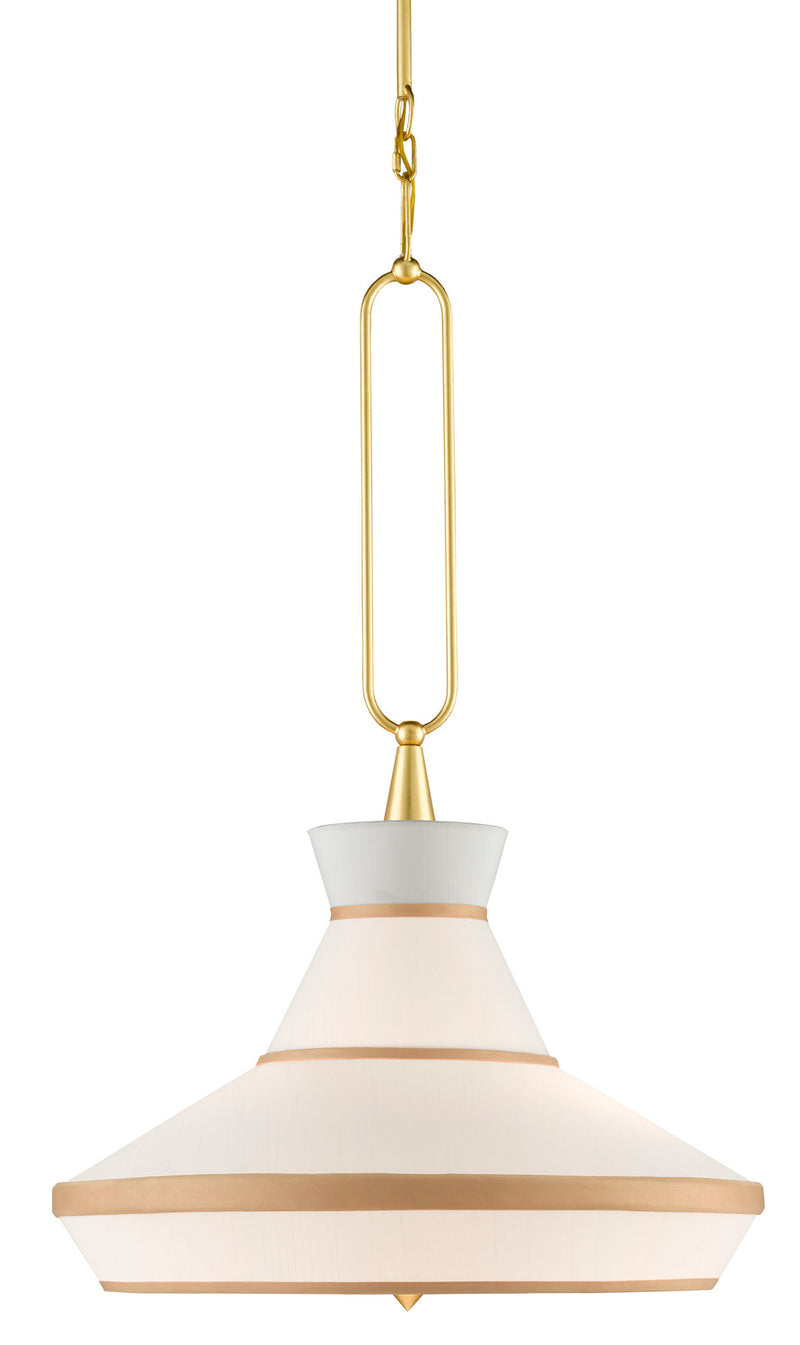 Currey and Company 9000-0770 Two Light Pendant, Gold Leaf/White Finish - LightingWellCo