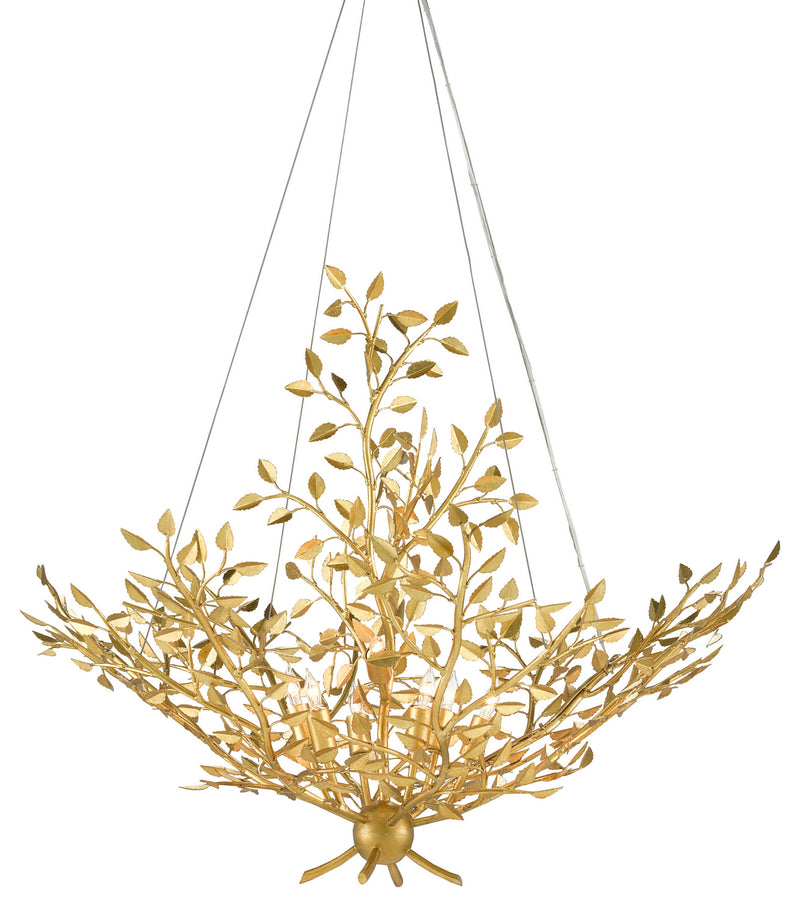 Currey and Company 9000-0778 Eight Light Chandelier, Contemporary Gold Leaf Finish - LightingWellCo