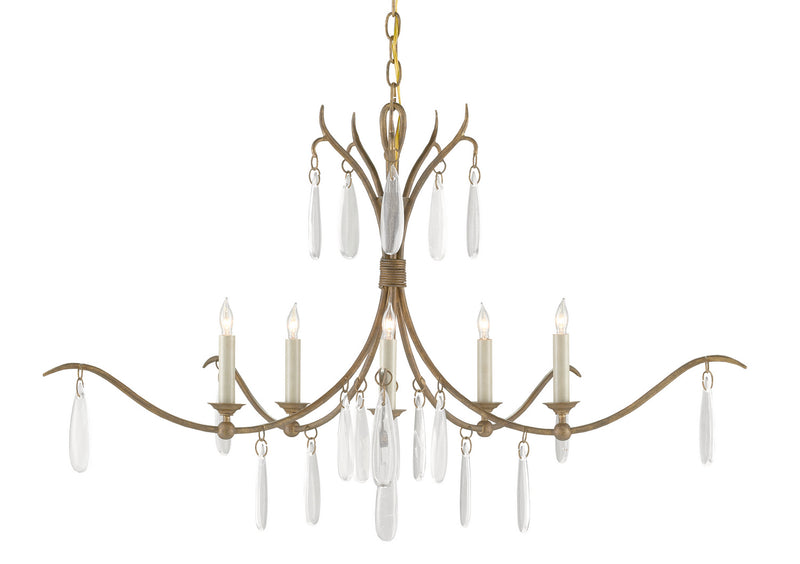 Currey and Company 9000-0810 Five Light Chandelier, Rustic Gold/Smokewood Finish - LightingWellCo