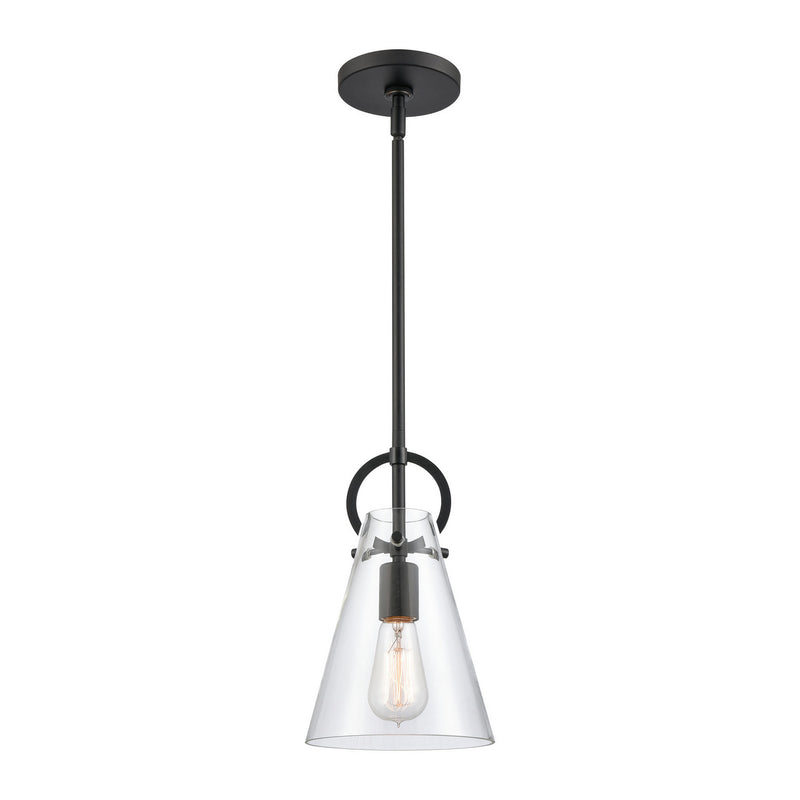 ELK Home 89345/1 One Light Mini Pendant, Matte Black Finish-LightingWellCo