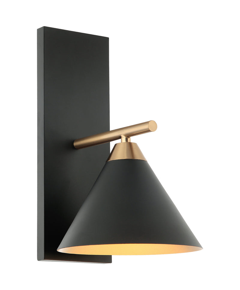 Matteo Lighting S10601MB Wall Sconce, Aged Gold Brass / Matte Black Finish - LightingWellCo