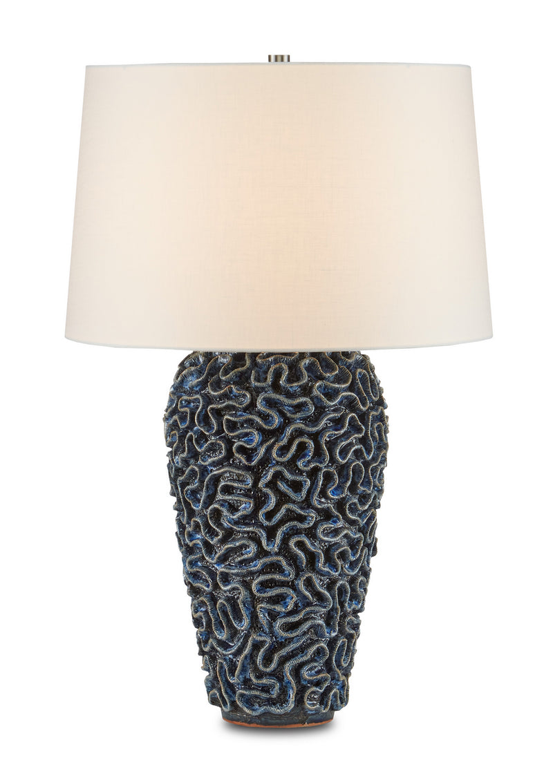Currey and Company 6000-0745 One Light Table Lamp, Blue Finish-LightingWellCo