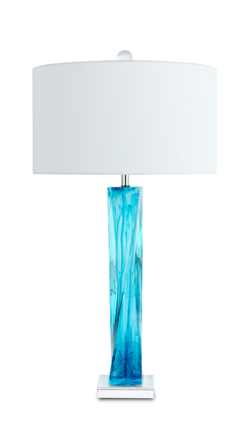 Currey and Company 6000-0747 One Light Table Lamp, Transparent Blue Finish-LightingWellCo