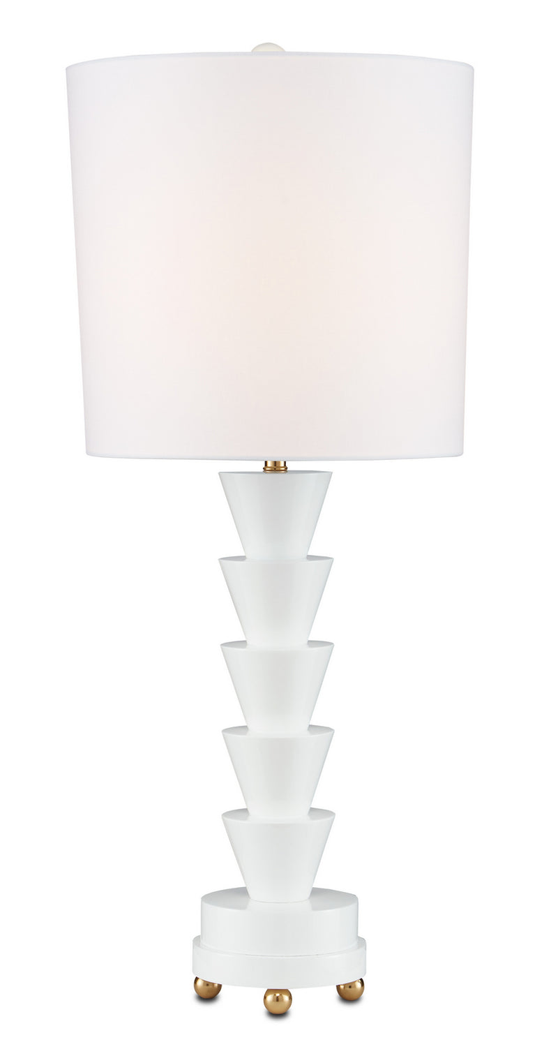 Currey and Company 6000-0749 One Light Table Lamp, Gloss White Finish-LightingWellCo
