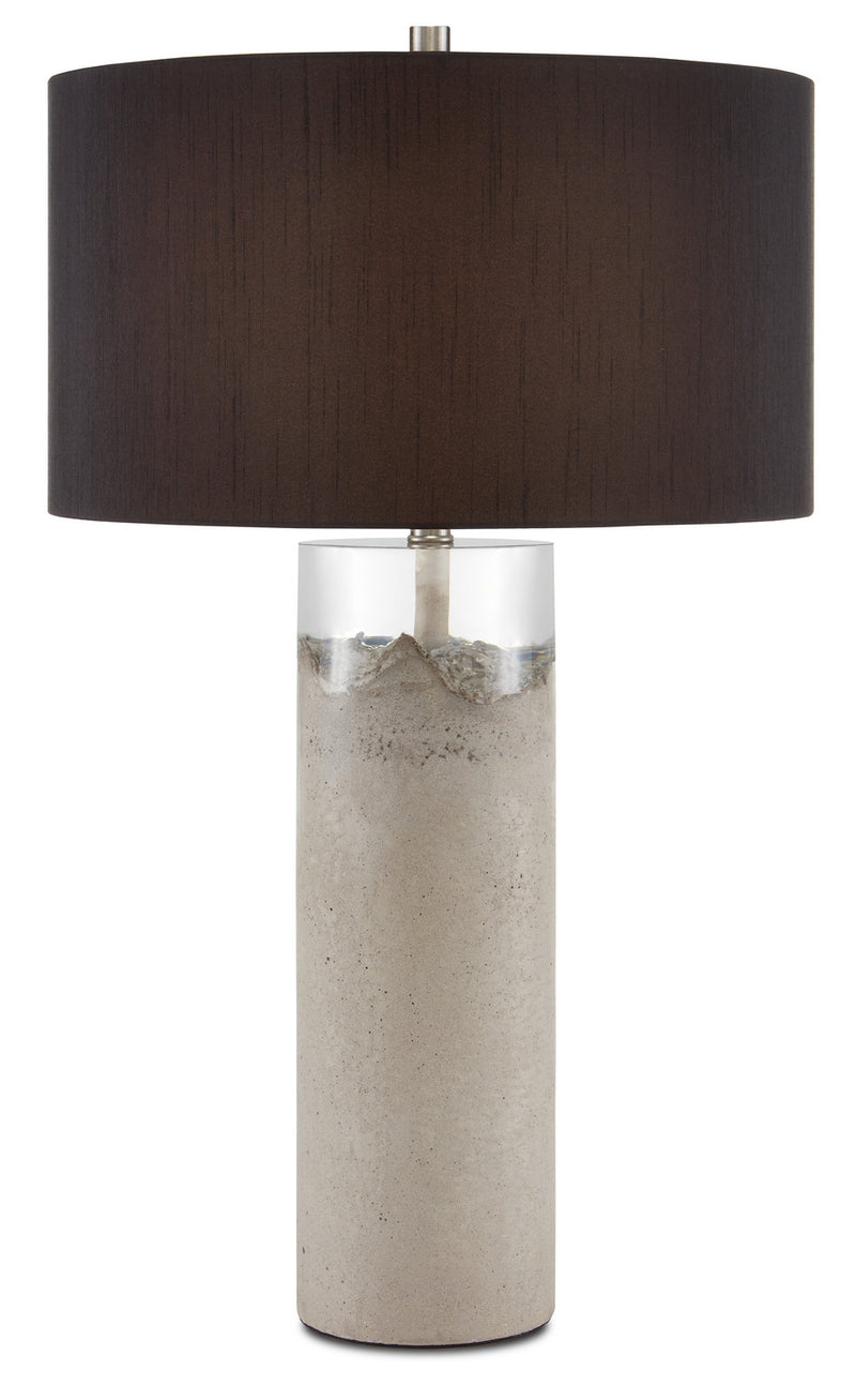 Currey and Company 6000-0751 One Light Table Lamp, Concrete/Clear/Black Finish-LightingWellCo