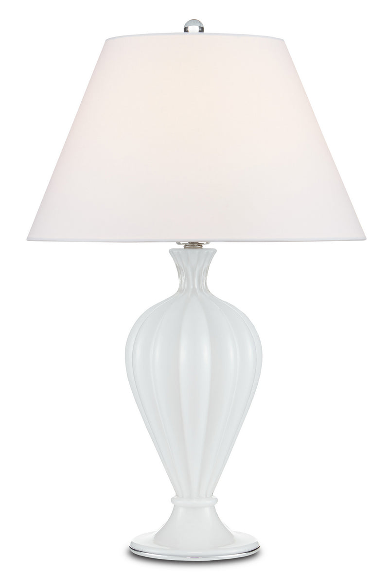 Currey and Company 6000-0765 One Light Table Lamp, White Milk/Polished Nickel Finish-LightingWellCo