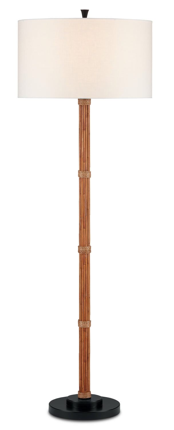 Currey and Company 8000-0103 One Light Floor Lamp, Natural Rattan/Natural Rope/Black Finish-LightingWellCo