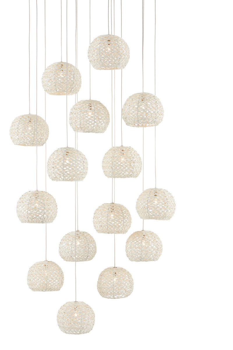 Currey and Company 9000-0912 15 Light Pendant, White/Painted Silver Finish-LightingWellCo
