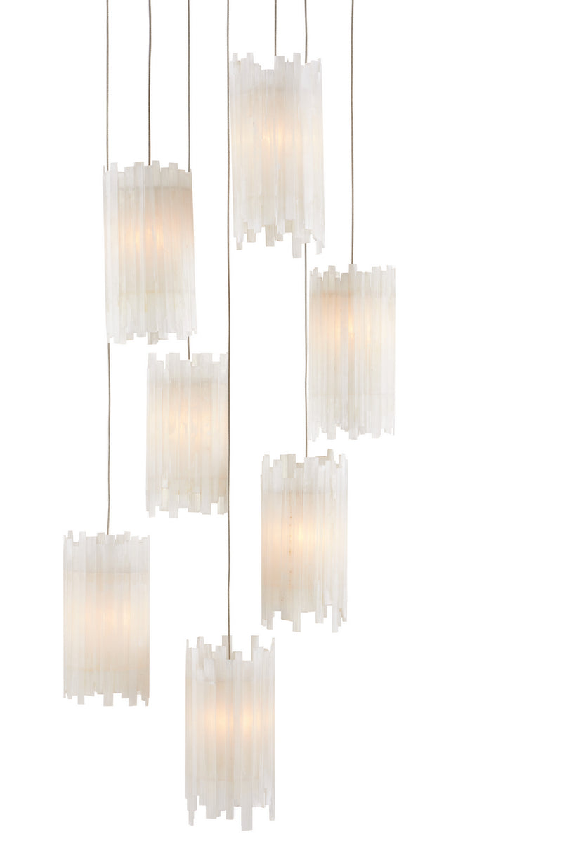 Currey and Company 9000-0883 Seven Light Pendant, Natural/Painted Silver Finish-LightingWellCo
