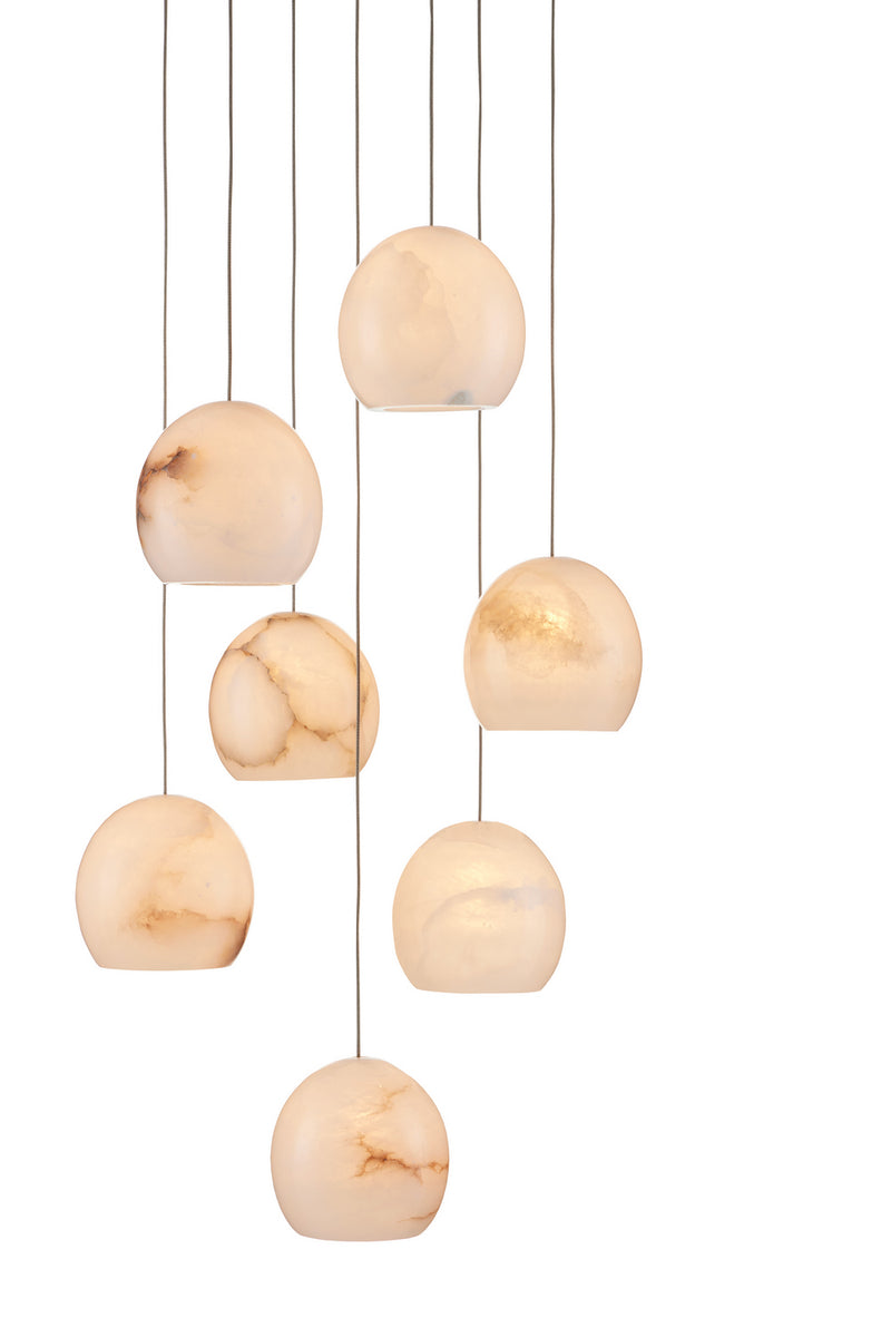 Currey and Company 9000-0897 Seven Light Pendant, Natural/Painted Silver Finish-LightingWellCo