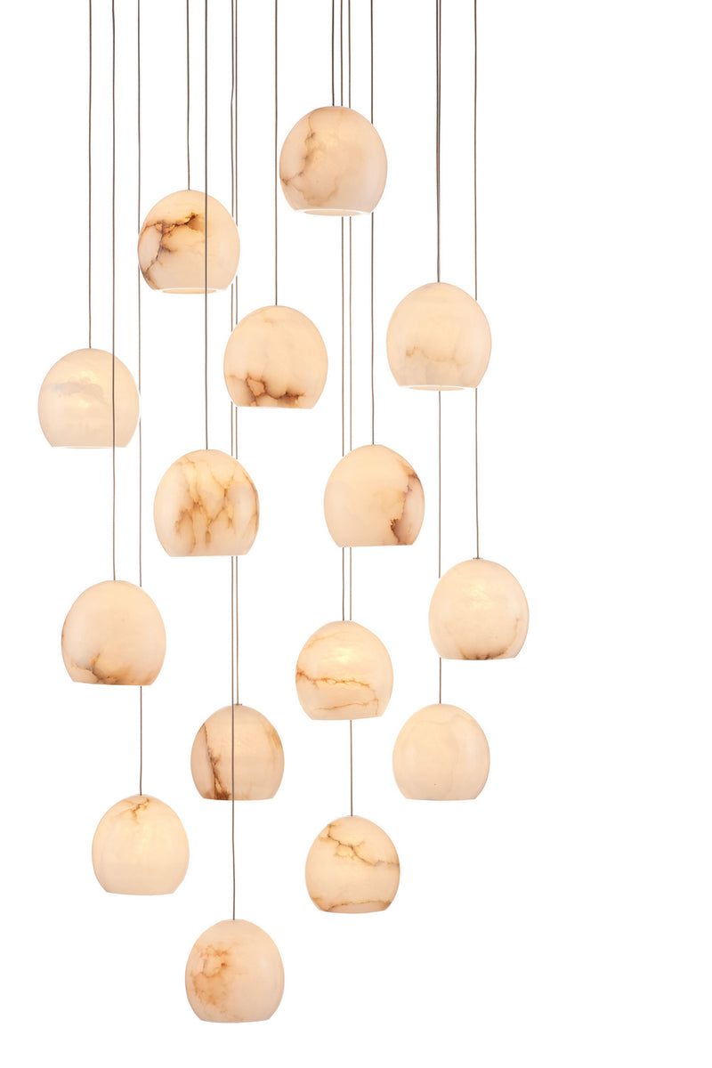 Currey and Company 9000-0898 15 Light Pendant, Natural/Painted Silver Finish-LightingWellCo