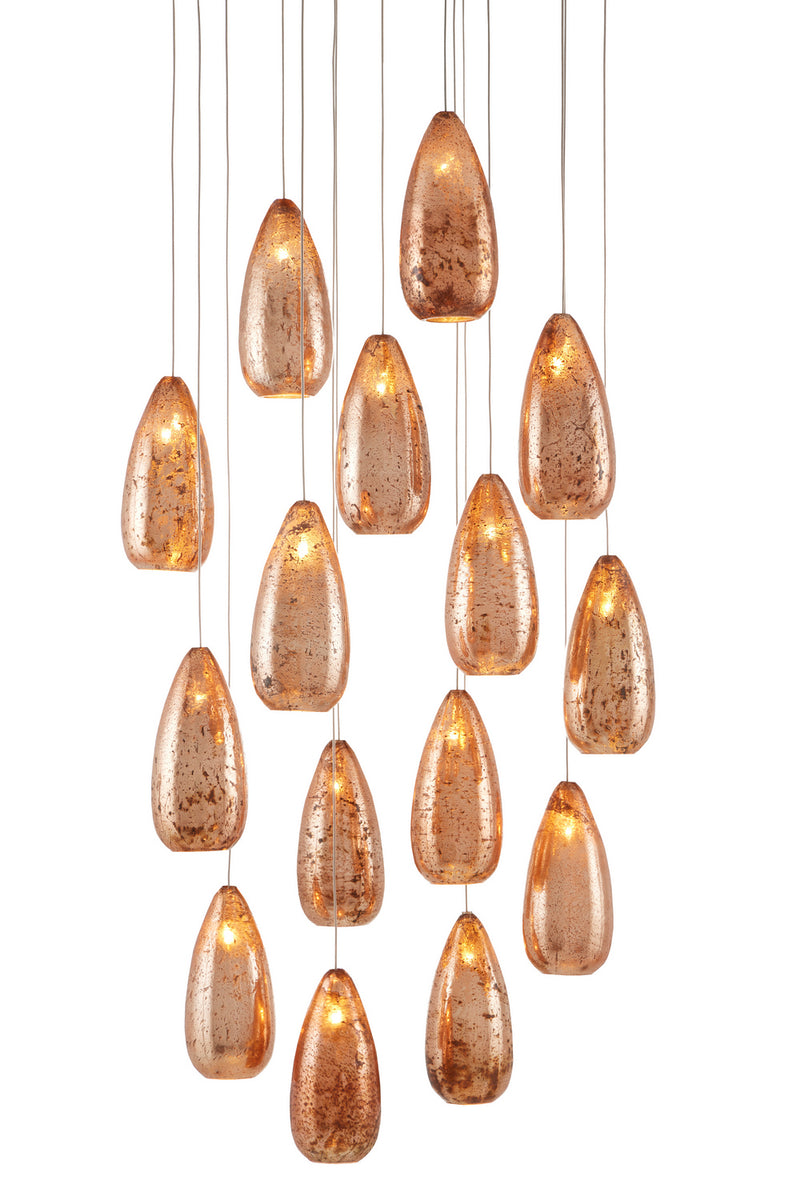 Currey and Company 9000-0905 15 Light Pendant, Copper/Silver/Painted Silver Finish-LightingWellCo