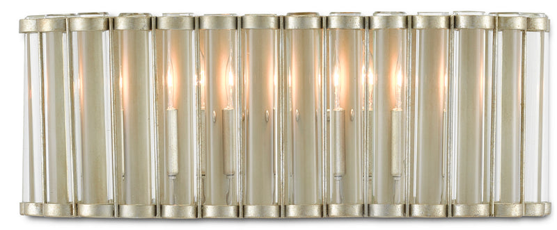 Currey and Company 5000-0187 Two Light Wall Sconce, Contemporary Silver Leaf/Clear Finish-LightingWellCo