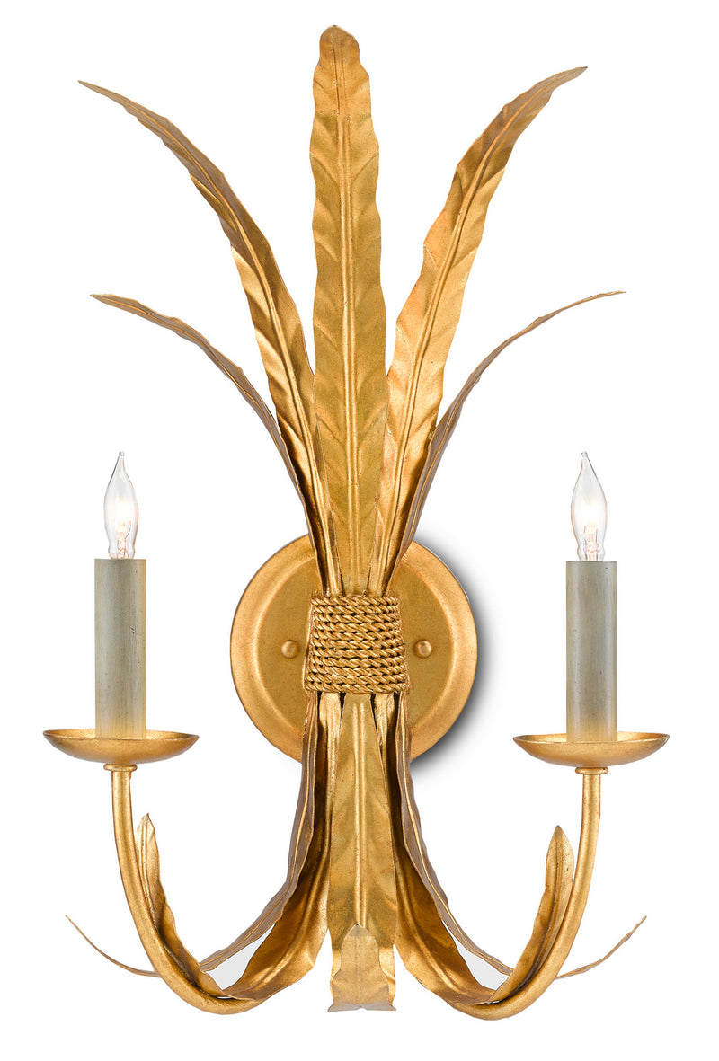 Currey and Company 5000-0188 Two Light Wall Sconce, Grecian Gold Leaf Finish-LightingWellCo