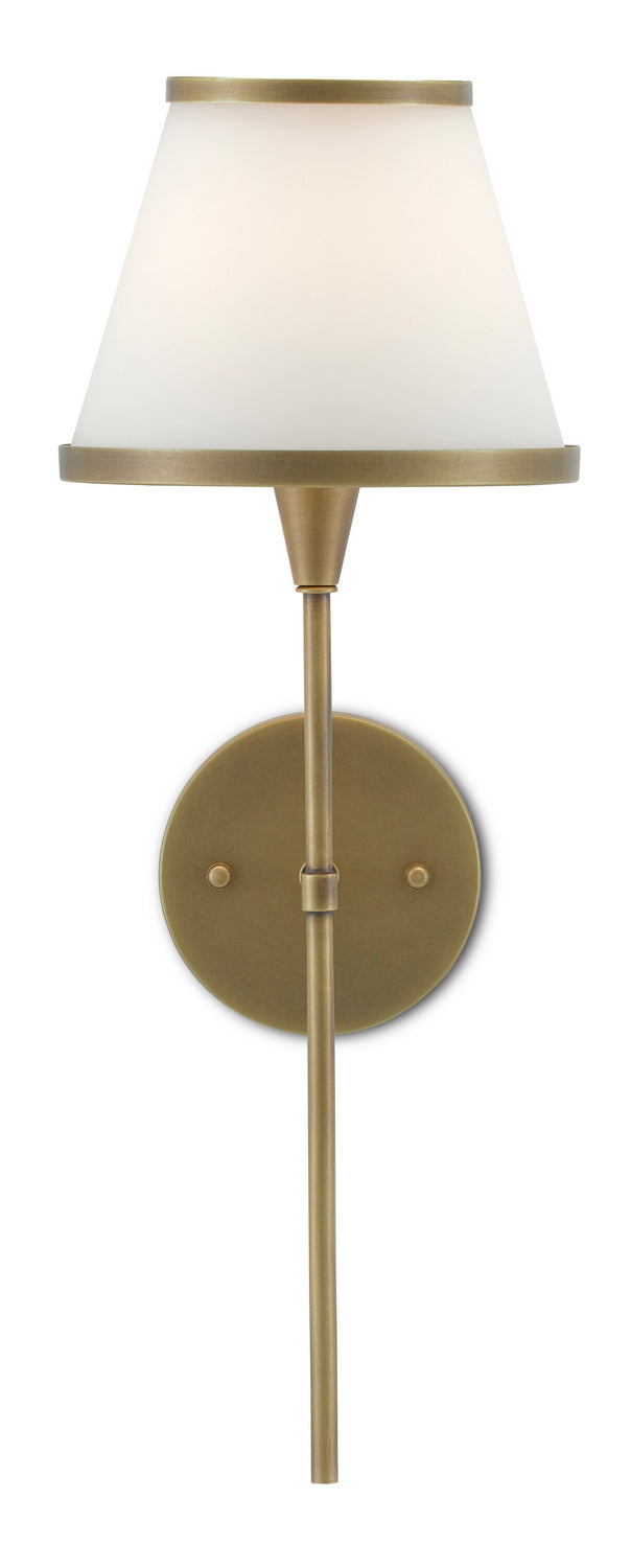 Currey and Company 5800-0001 One Light Wall Sconce, Antique Brass/Opaque Glass Finish-LightingWellCo