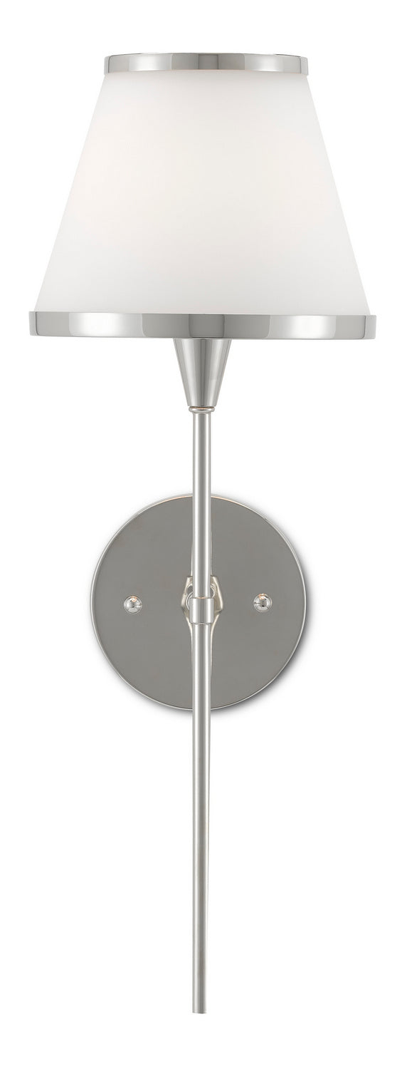 Currey and Company 5800-0002 One Light Wall Sconce, Polished Nickel/Opaque Glass Finish-LightingWellCo