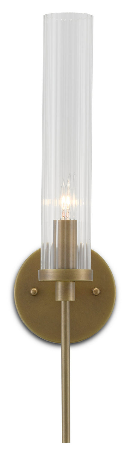 Currey and Company 5800-0004 One Light Wall Sconce, Antique Brass/Clear Finish-LightingWellCo