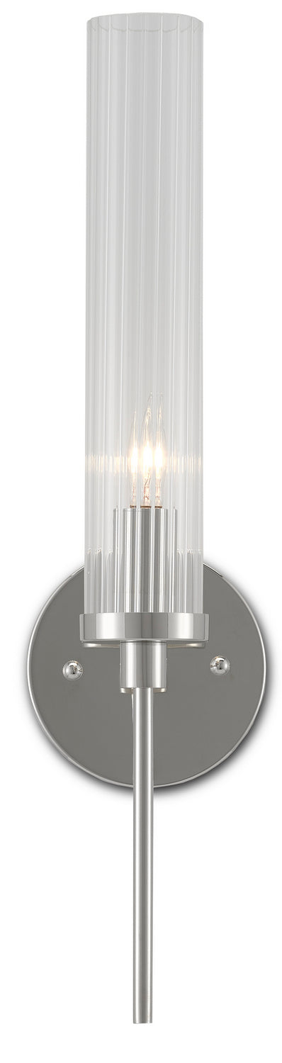 Currey and Company 5800-0005 One Light Wall Sconce, Polished Nickel/Clear Finish-LightingWellCo