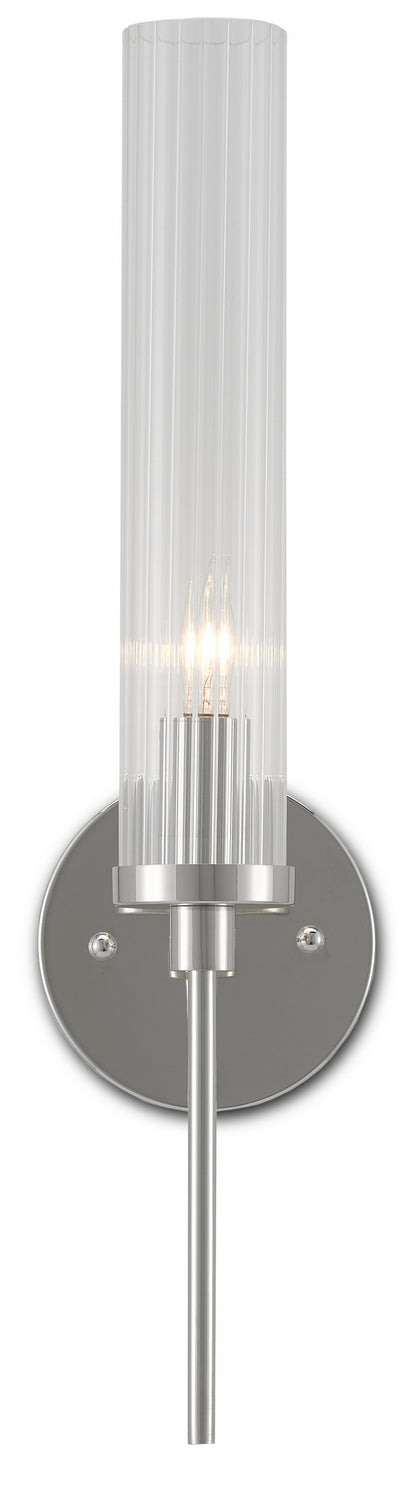 Currey and Company 5800-0005 One Light Wall Sconce, Polished Nickel/Clear Finish-LightingWellCo
