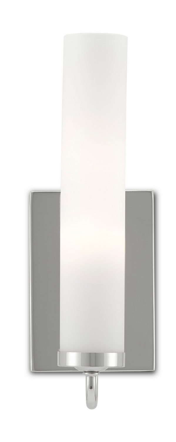 Currey and Company 5800-0011 One Light Wall Sconce, Polished Nickel/Opaque Glass Finish-LightingWellCo