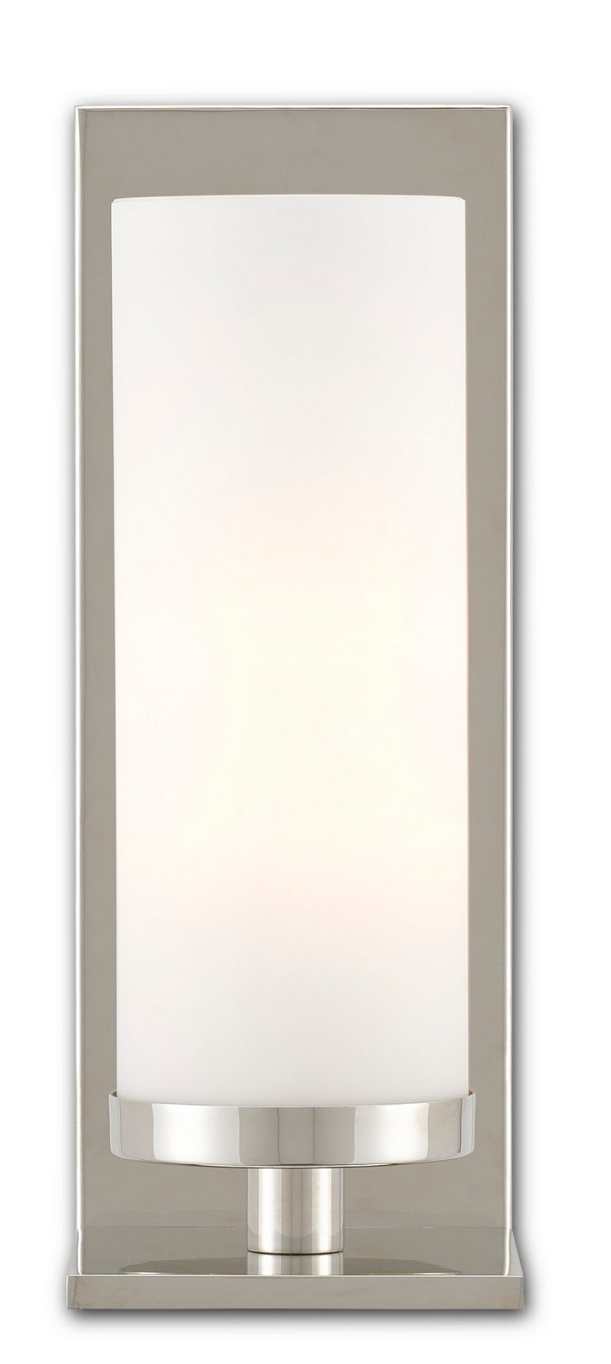 Currey and Company 5800-0014 One Light Wall Sconce, Polished Nickel/Opaque Glass Finish-LightingWellCo