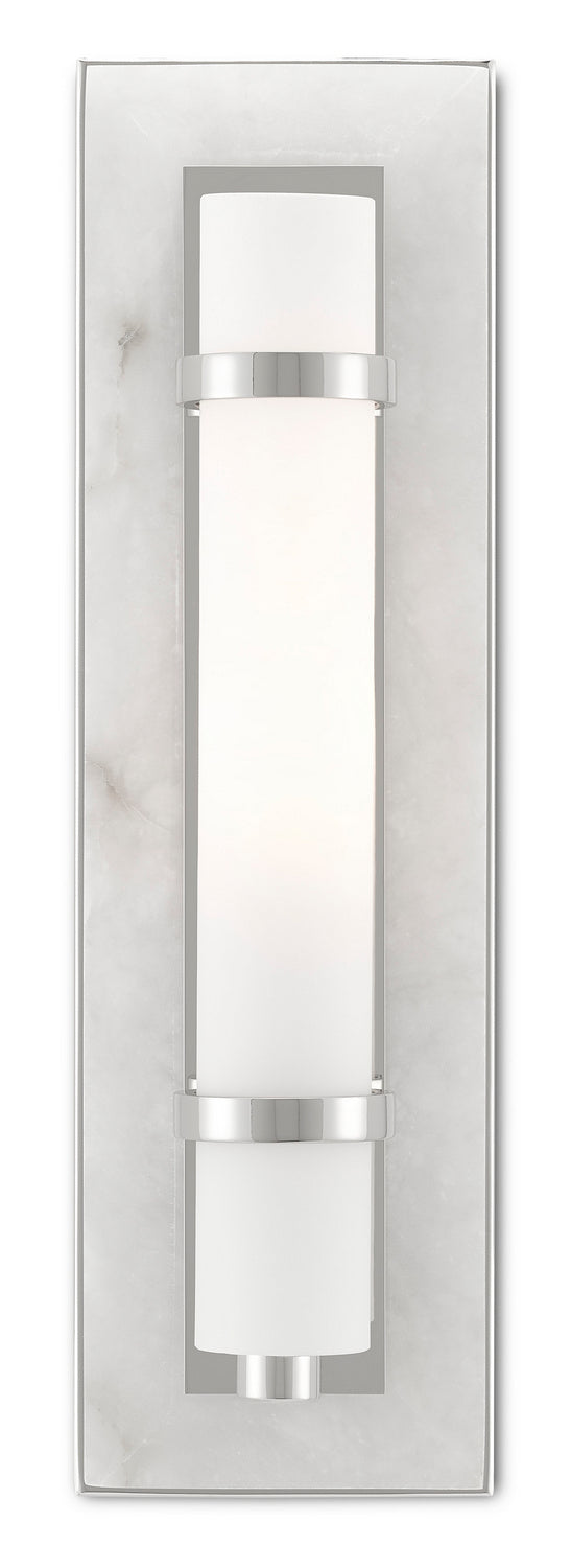 Currey and Company 5800-0017 One Light Wall Sconce, Natural Alabaster/Polished Nickel/Opaque/White Finish-LightingWellCo